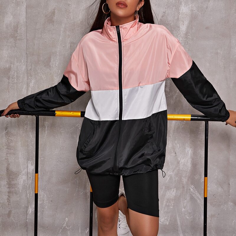

Zip Up Color Block Windbreaker Jacket, Multicolor