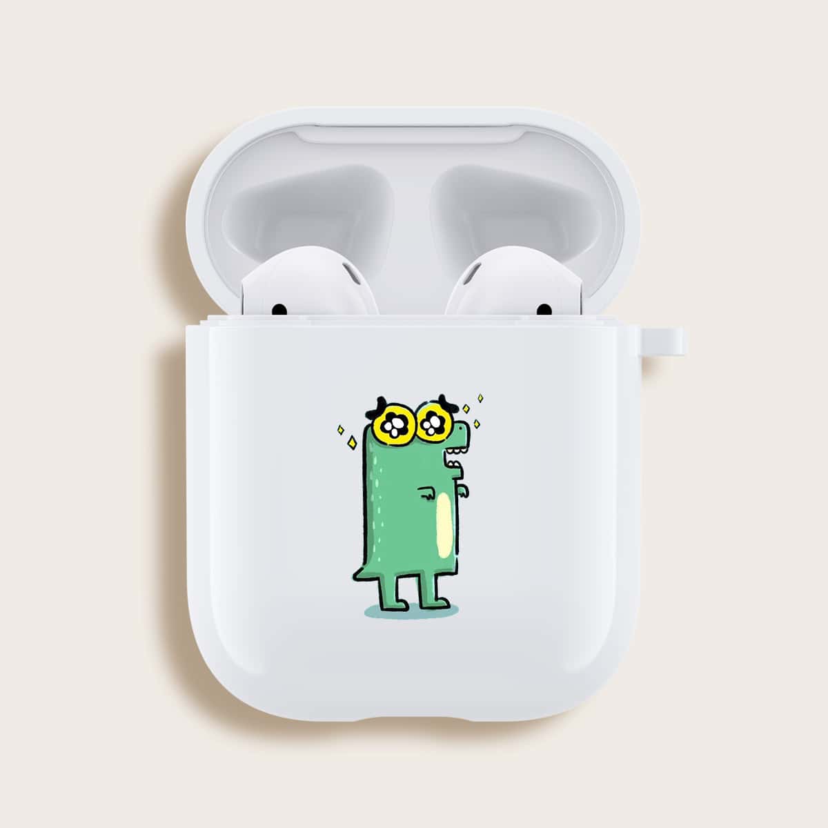 

Cartoon Graphic Airpods Case, White