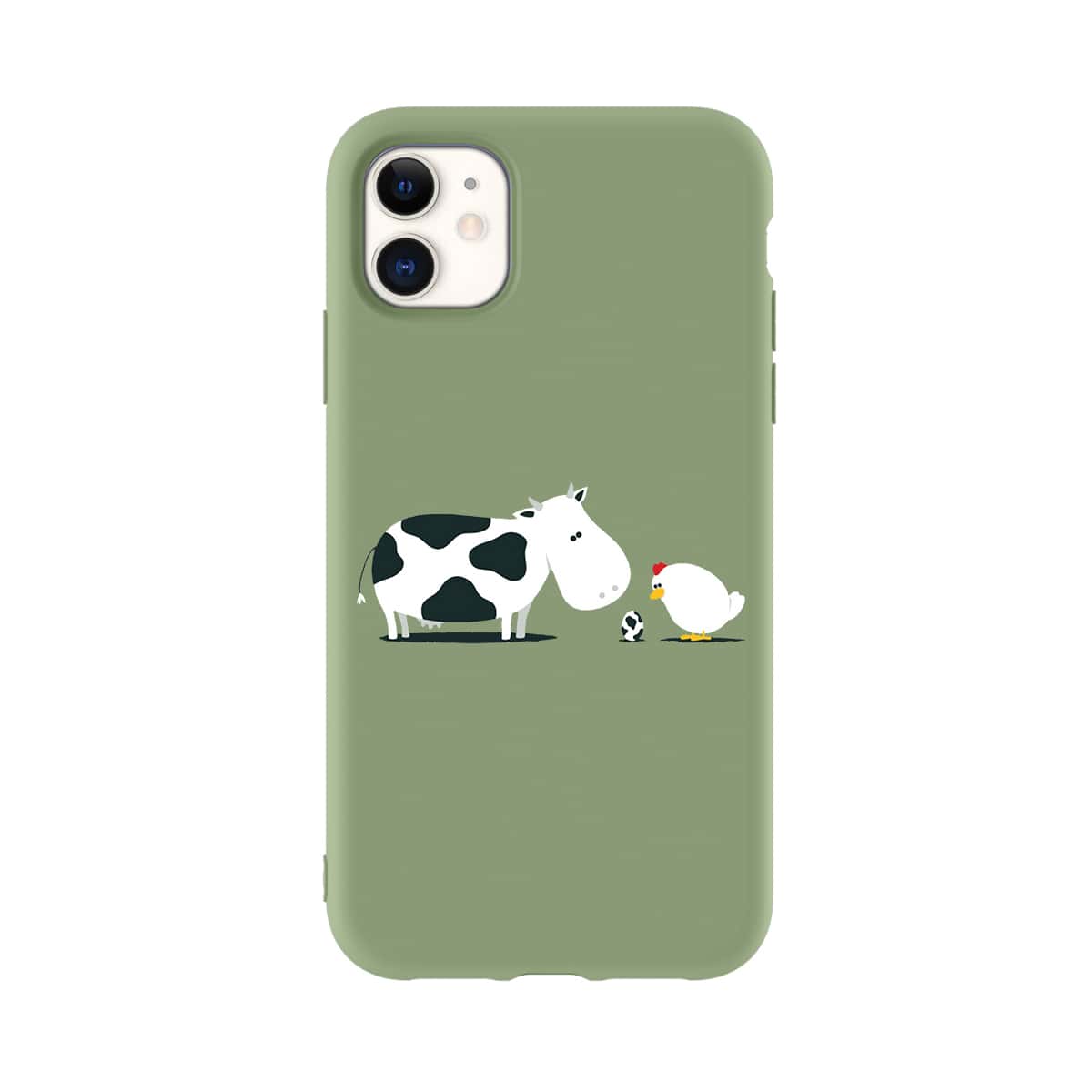 

Cow Cartoon Graphic iPhone Case, Green