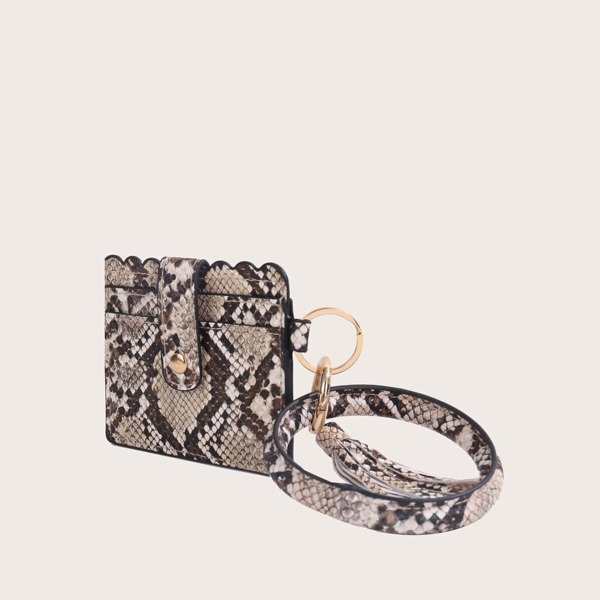 

Tassel Decor Snakeskin Purse, Multicolor
