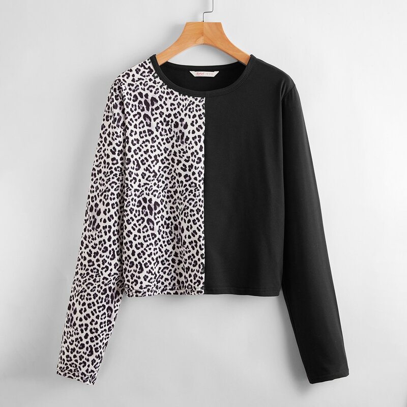 

Leopard Spliced Tee, Multicolor