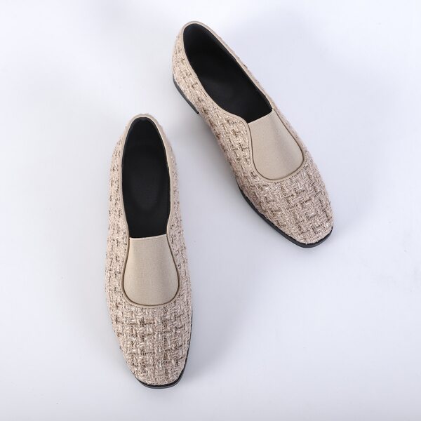 

Square Toe Tweed Loafers, Apricot