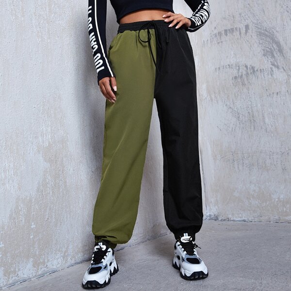 

Tie Front Color Block Pants, Multicolor