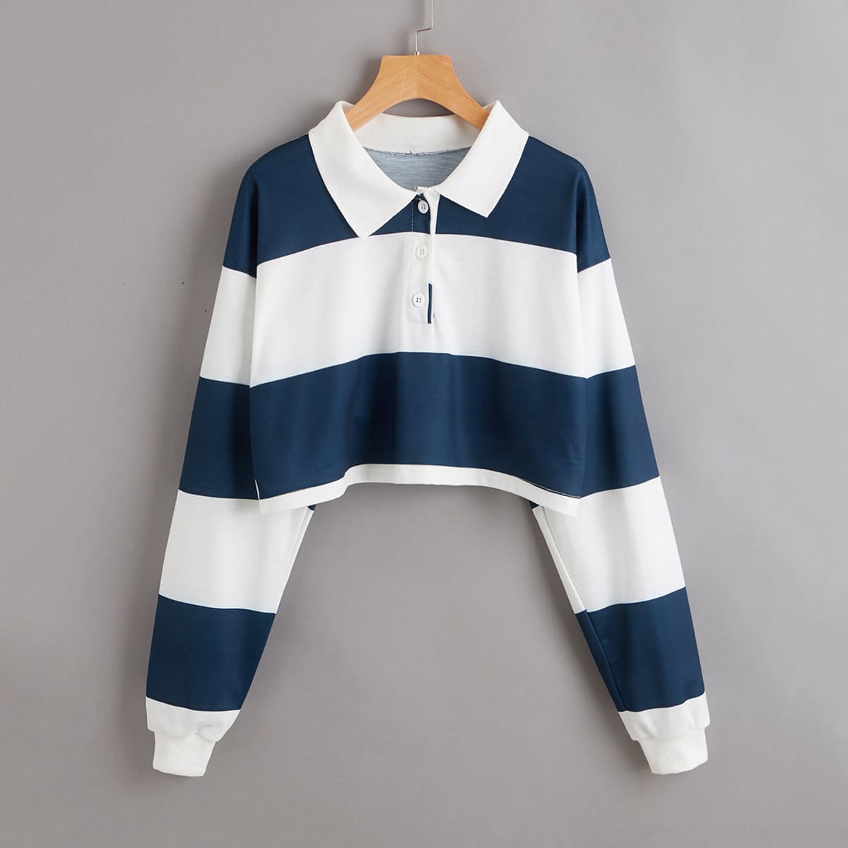 

Contrast Panel Polo Sweatshirt, Multicolor