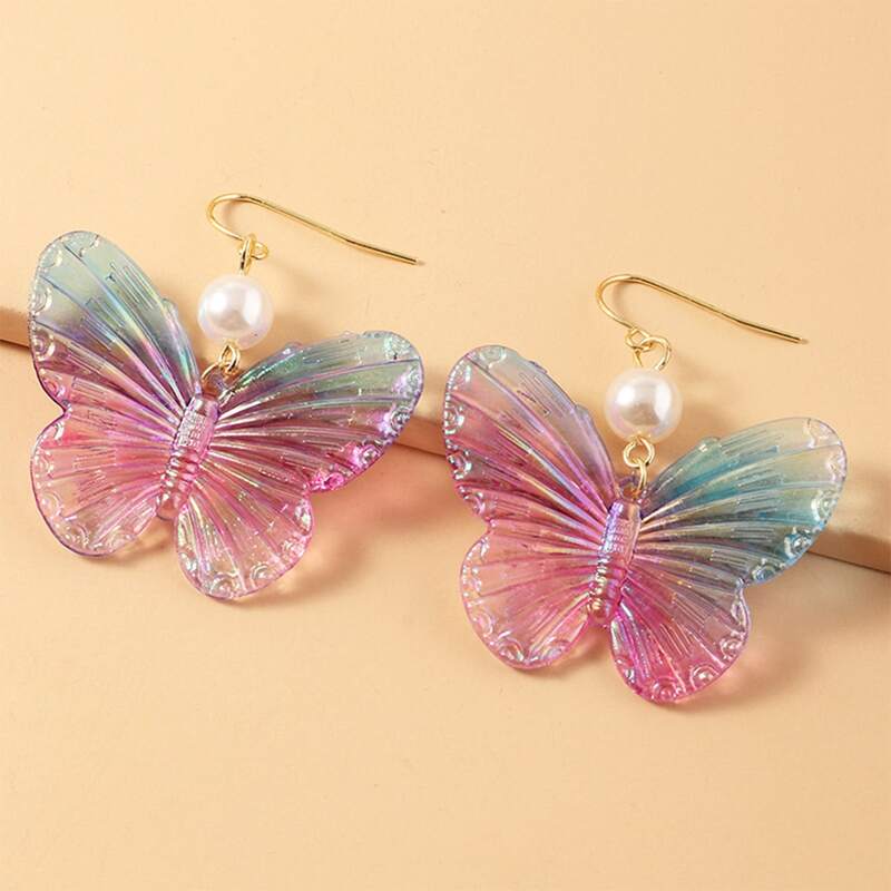 

Ombre Butterfly Drop Earrings, Multicolor