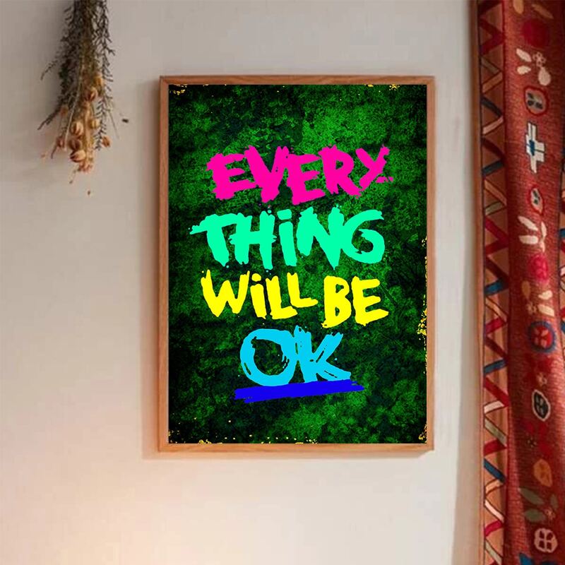 

Slogan Graphic Wall Painting Without Frame, Multicolor