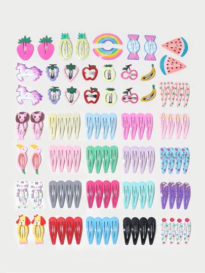 100pcs Toddler Girls Random Color Fruit Design Hair Clip