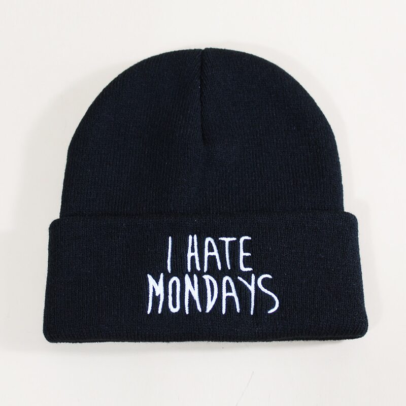 

Guys Letter Embroidered Beanie, Black