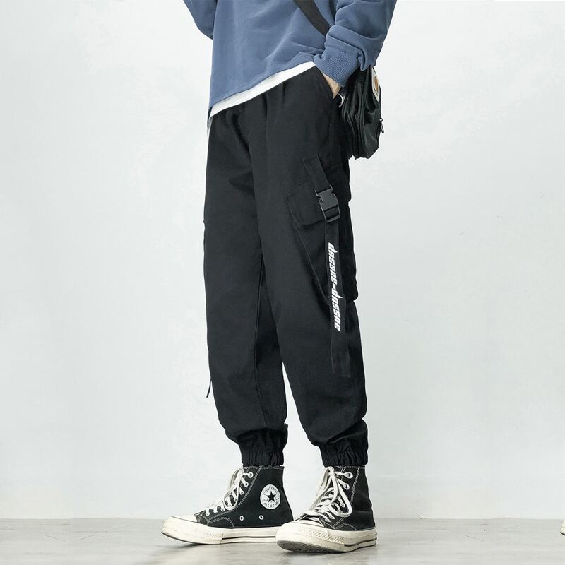 

Guys Letter Buckle Pocket Pants, Black