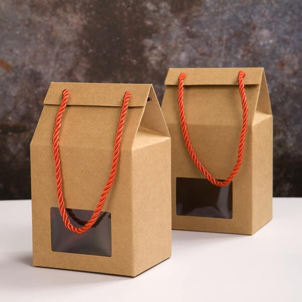 

1pc Kraft Paper Packaging Box, Khaki