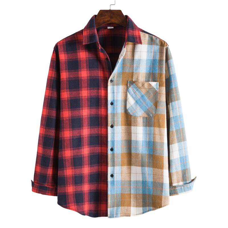 

Guys Colorblock Plaid Pocket Shirt, Multicolor