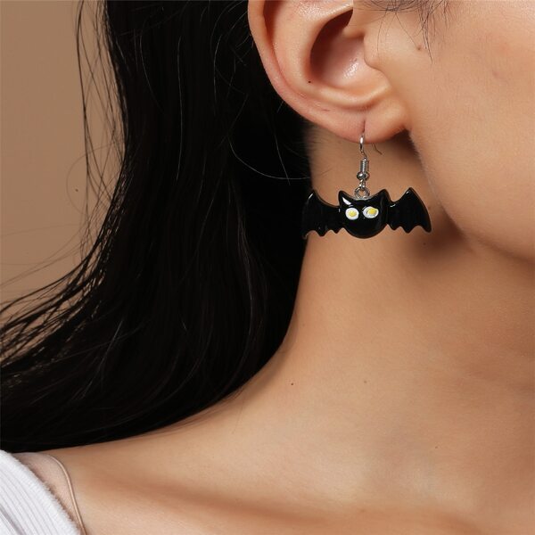 

Bat Charm Drop Earrings, Black
