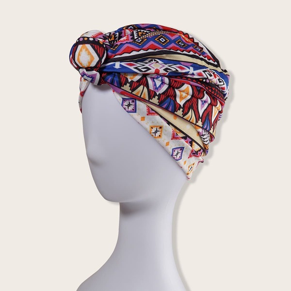 

Geometric Pattern Turban Hat, Multicolor