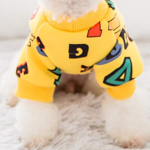 

Letter Graphic Dog Sweatshirt, Yellow