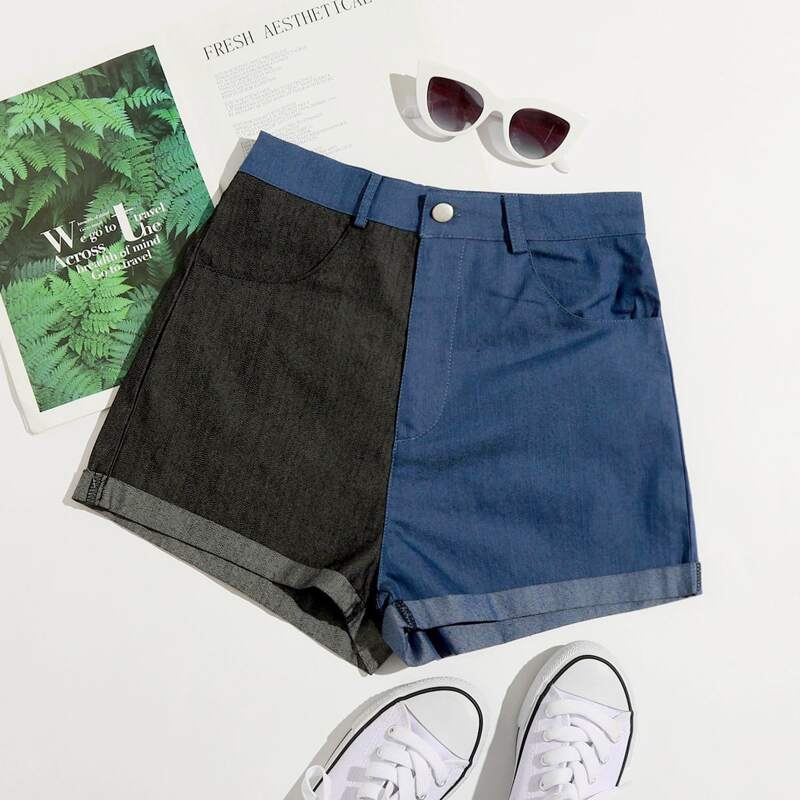 

Colorblock Cuffed Shorts, Multicolor