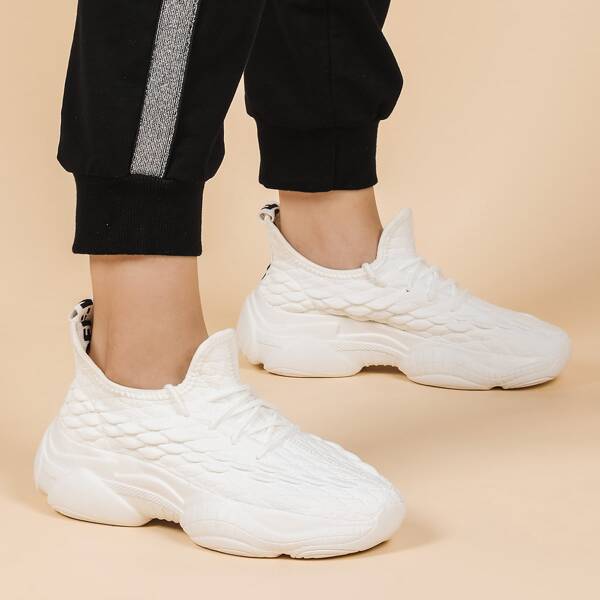 

Lace-up Decor Wide Fit Sneakers, White