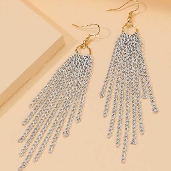 

Chain Tassel Drop Earrings, Grey
