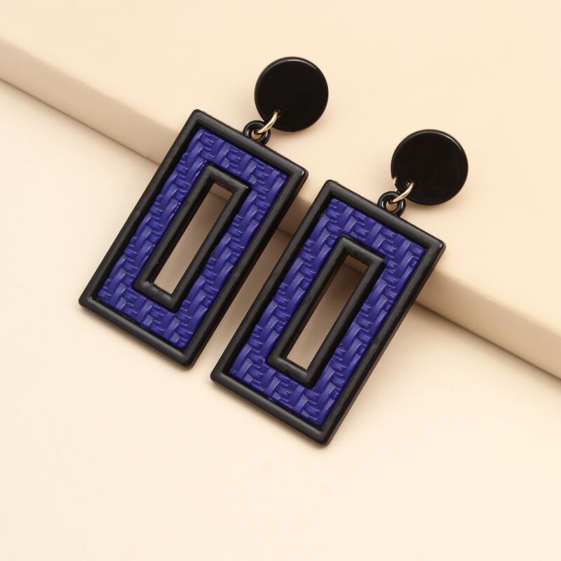 

Hollow Out Geometric Drop Earrings, Blue