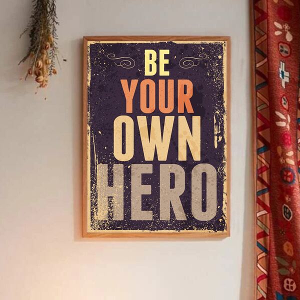 

Slogan Graphic Wall Painting Without Frame, Multicolor