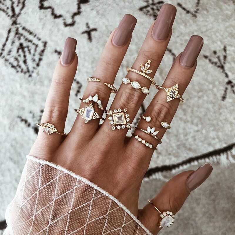 

12pcs Rhinestone Ring, Gold