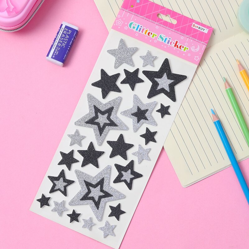 

1sheet Star Print Sticker, Multicolor