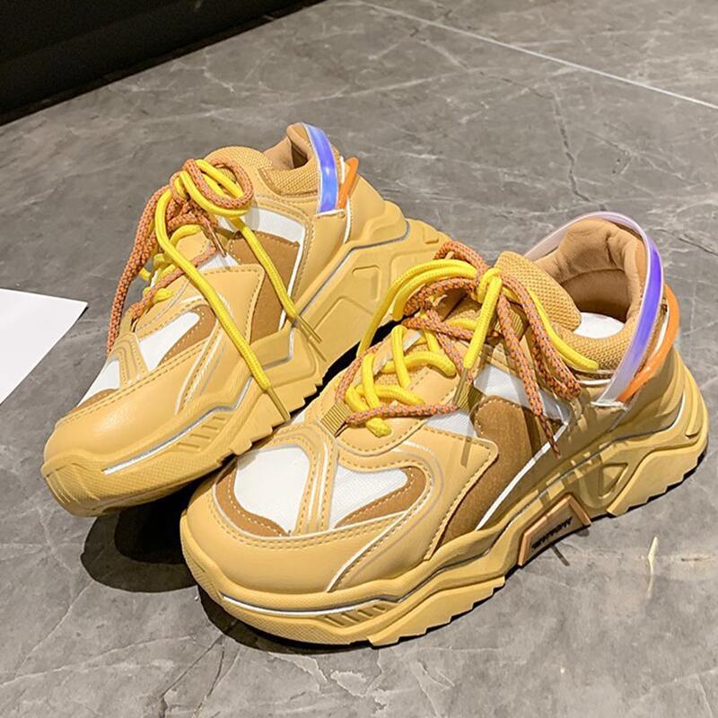 

Colorblock Lace-up Chunky Sneakers, Yellow