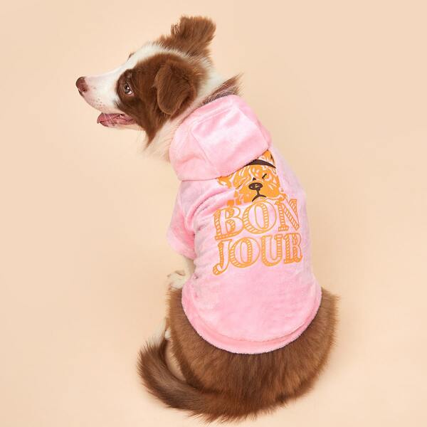 

Letter Graphic Dog Hoodie, Pink