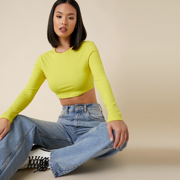 

Solid Crop Top, Yellow bright