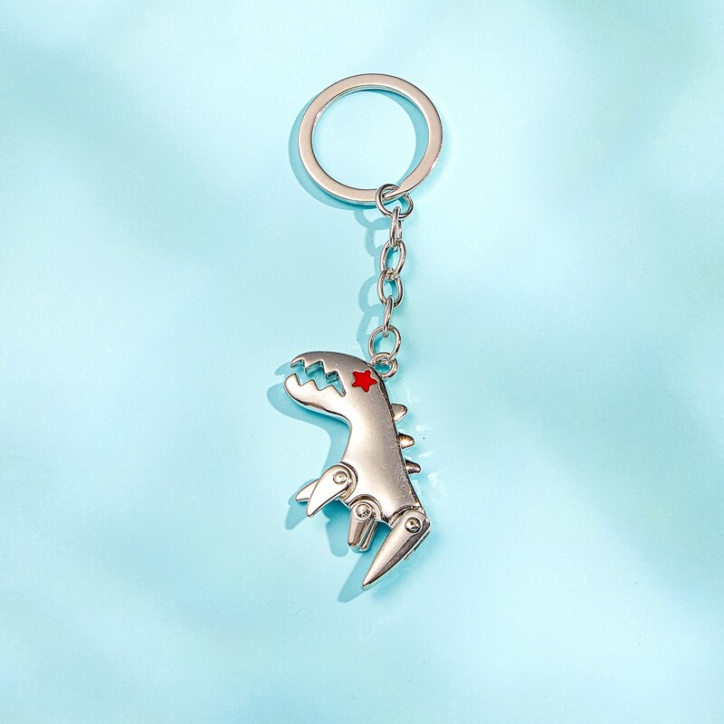 

Guys Dinosaur Charm Keychain, Silver