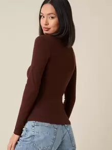 SHEIN BASICS Cotton Square Neck Form Fitted Tee