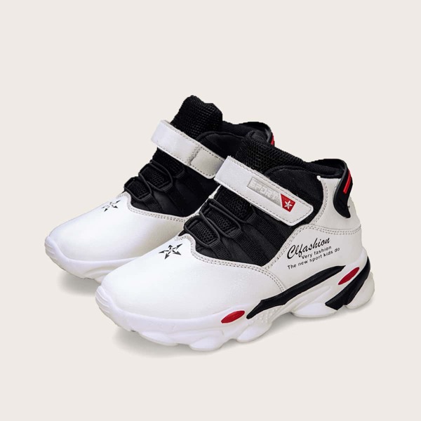 

Boys Letter Graphic Velcro Strap Chunky Sneakers, White