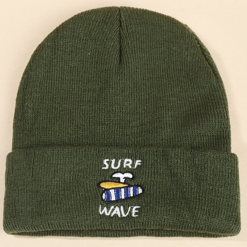 

Guys Embroidery Decor Beanie, Green