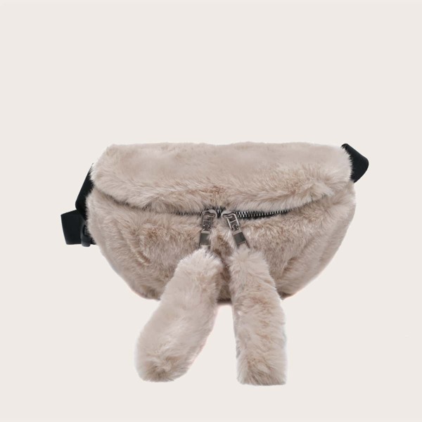 

Girls Minimalist Fluffy Fanny Pack, Khaki