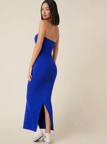 SHEIN BASICS Vestido tubo bajo con abertura - azul real - Ver 2