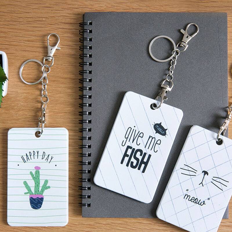 

1pc Cactus Print Random Keychain Badge Holder, Multicolor