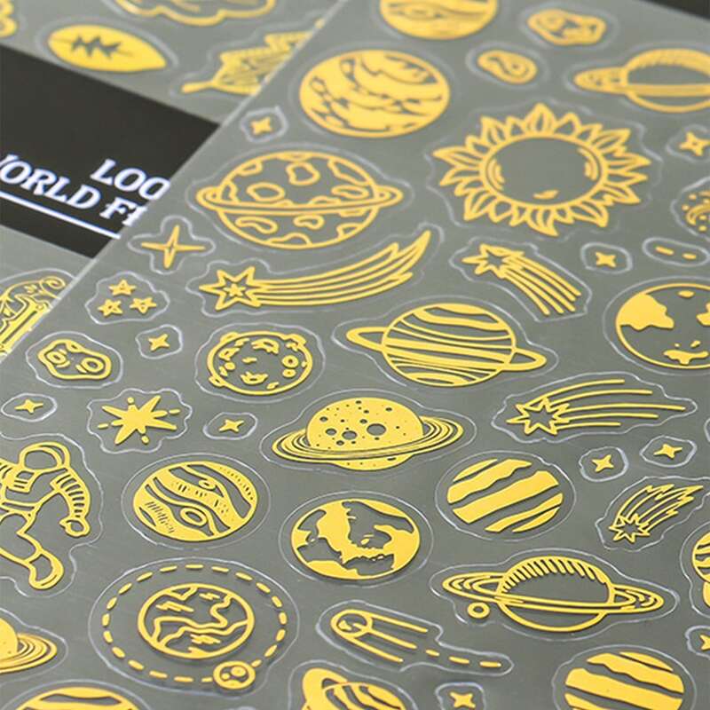 

1sheet Hot Stamping Random Sticker, Gold