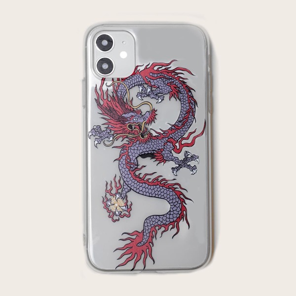 

Чехол для iPhone с китайским драконом, Прозрачный