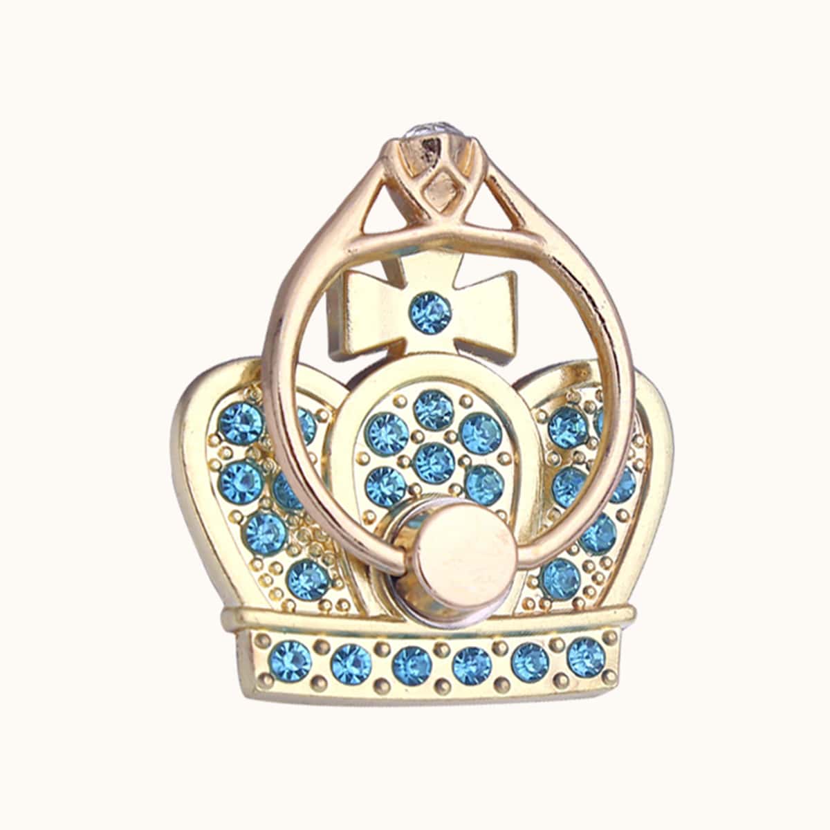 

Rhinestone Decor Crown Shaped Phone Ring, Blue