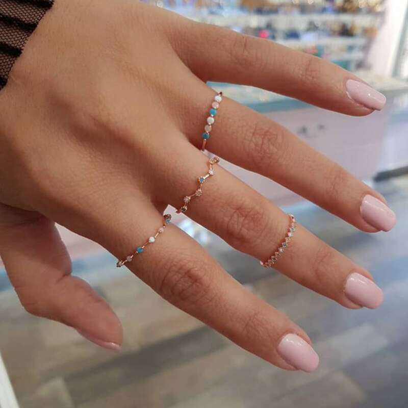 

4pcs Rhinestone Scallop Ring, Gold