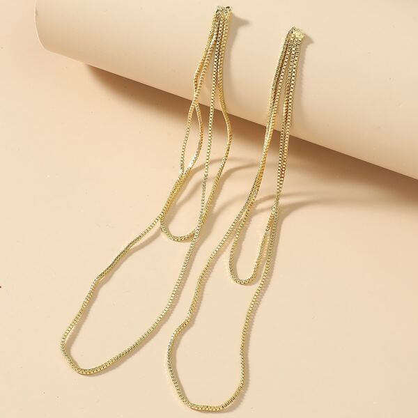 

Metal Tassel Earrings, Gold