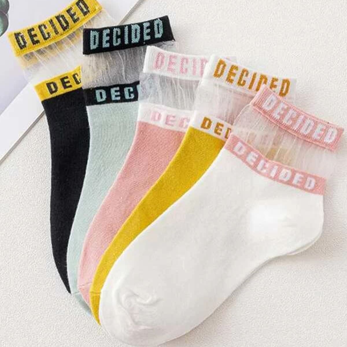 

5pairs Letter Graphic Socks, Multicolor