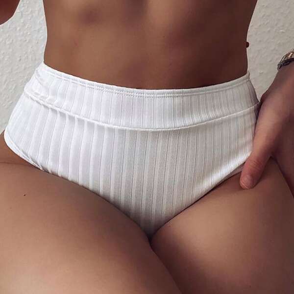 

Rib High Waisted Bikini Panty, White