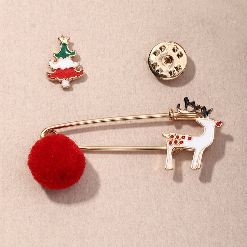 

2pcs Christmas Tree Design Brooch, Multicolor