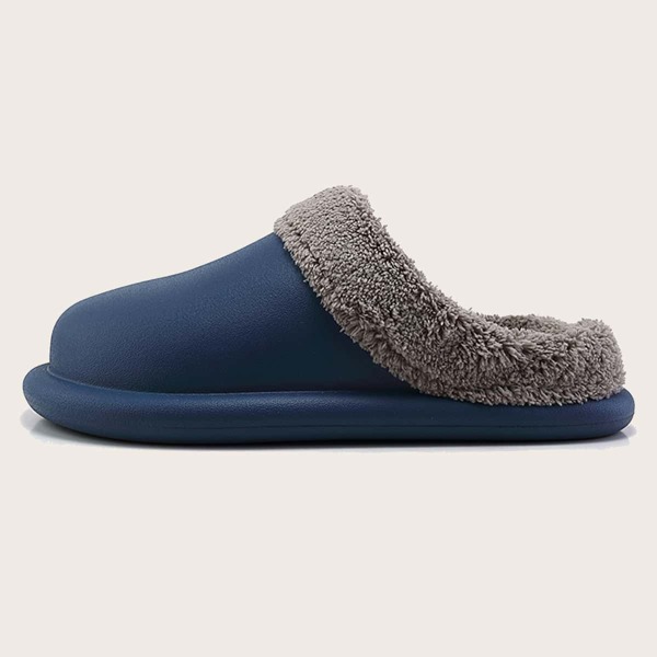 

Men Round Toe Fluffy Slippers, Blue