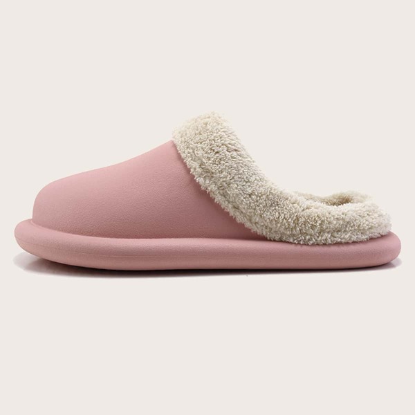 

Round Toe Fluffy Slippers, Pink