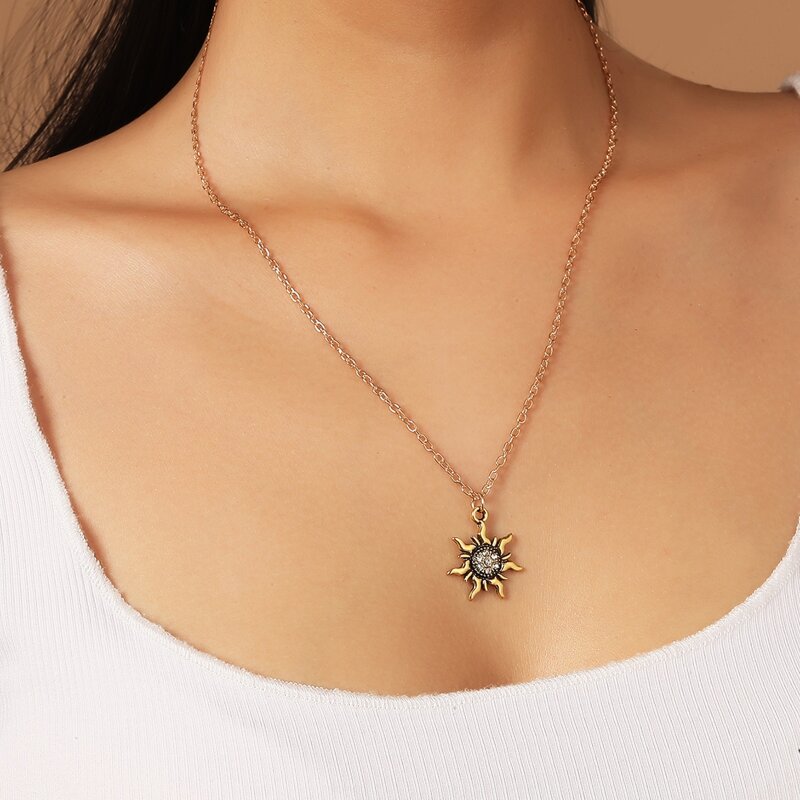 

Sun Charm Necklace, Gold