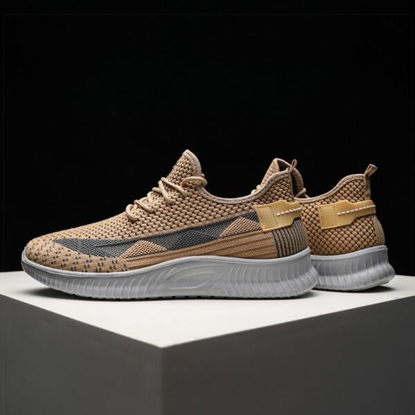 

Men Lace-up Front Wide Fit Sneakers, Khaki