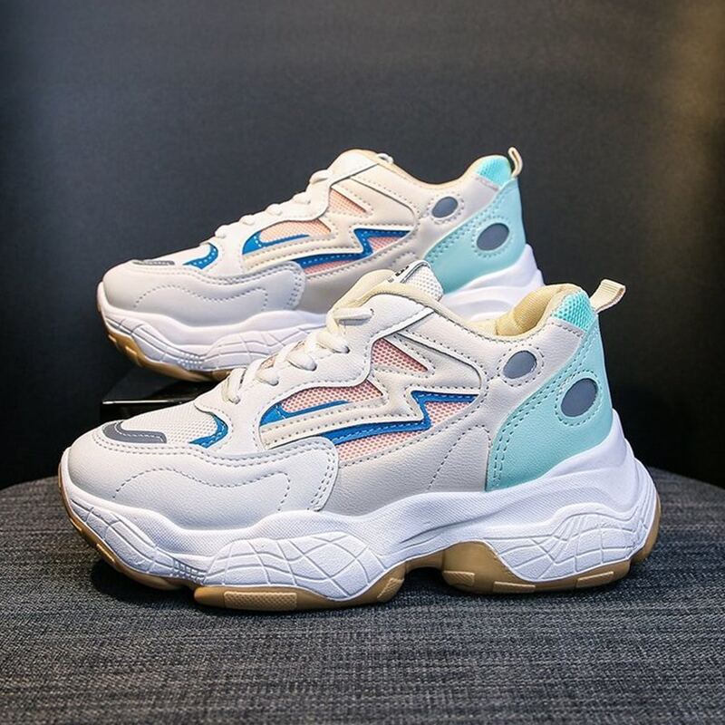 

Colorblock Lace-up Chunky Sneakers, White