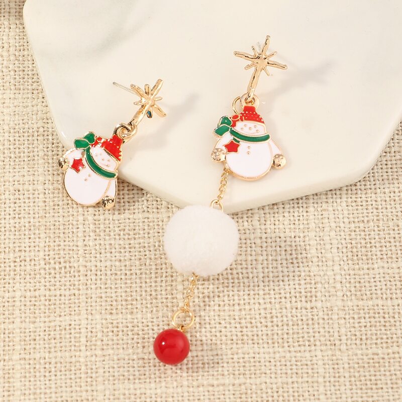 

Christmas Snowman Charm Mismatched Drop Earrings, Multicolor