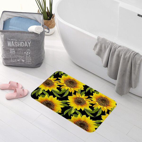 

Sunflower Print Floor Mat, Multicolor